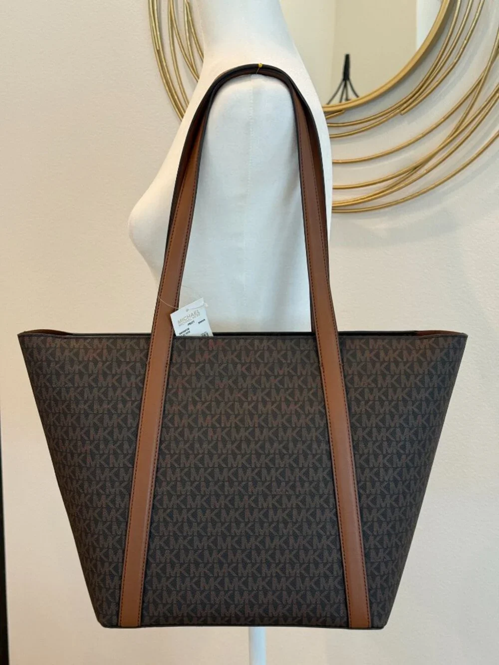 MICHAEL KORS Pratt Large Signature Logo Tote Shoulder Bag COLOR BROWN  NWT